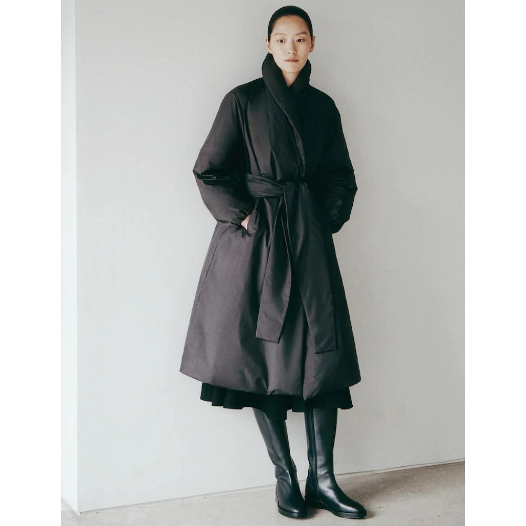 

Warm Casual Lemon Cheese down Jaet Deep V Belted Coat Sli Long Straight Cut Women's Winter Outerwear Thi Du down