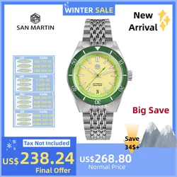 San Martin 39.5mm Fruit Style Zaffiro Lunetta Moda NH35 Orologio subacqueo meccanico per uomo Orologio da polso 20Bar Montres Auto SN0116B