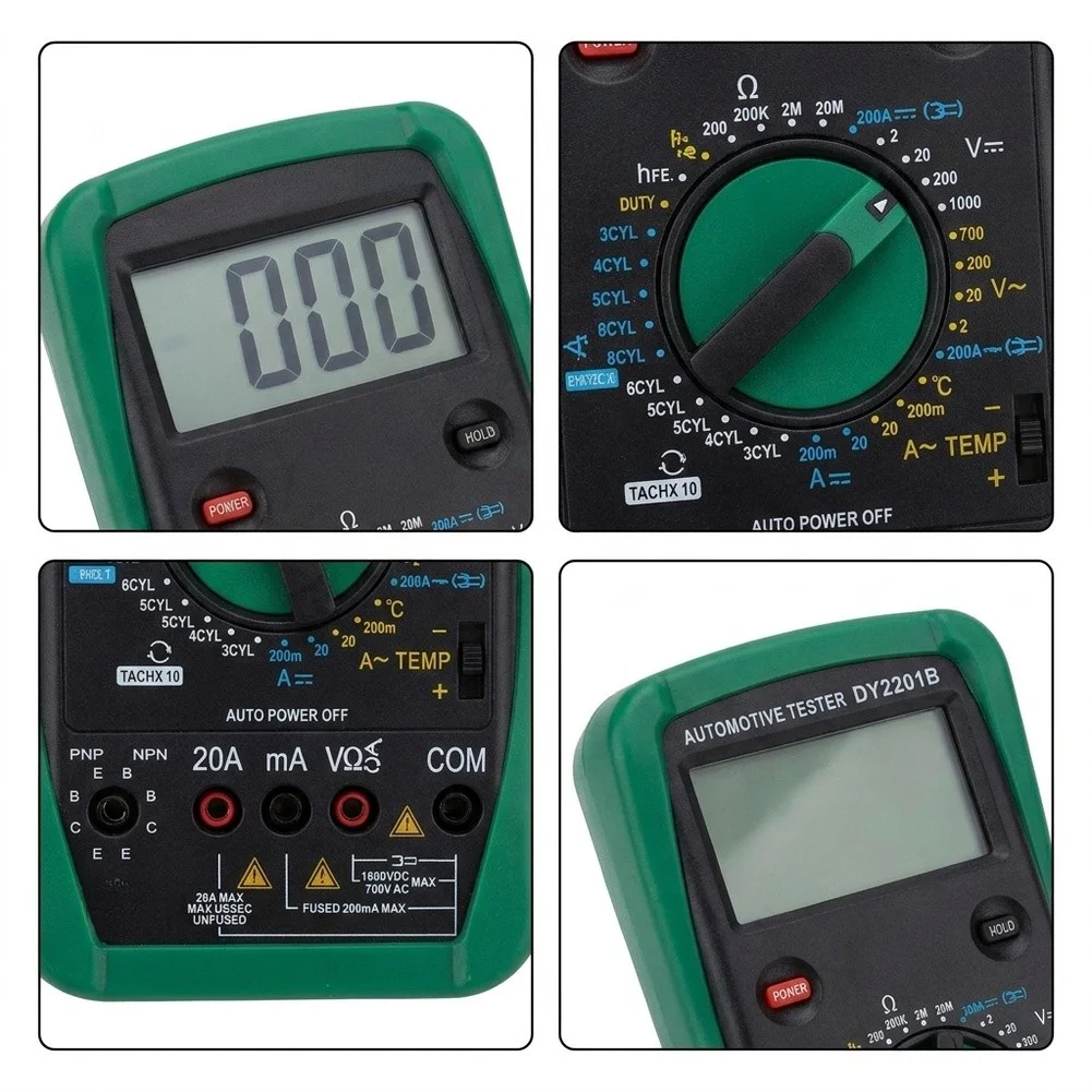 DY2201B Portable Digital Multimeter for Automotive Diagnostics Including Battery Testing and Wiring Inspection