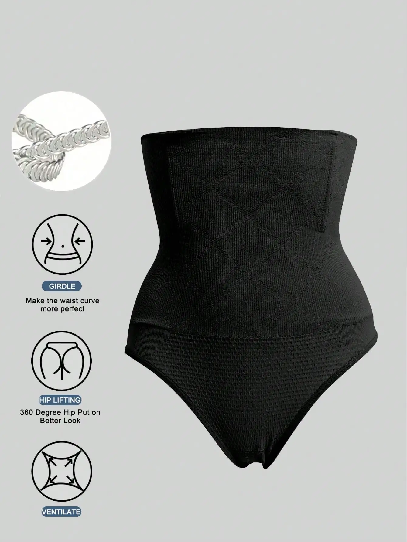 1 Stück Hochgeschnittener Nahtloser String mit Bauchkontrolle, Formende Unterwäsche für Frauen, Po-Lifter und Bauchformer – Detail 2