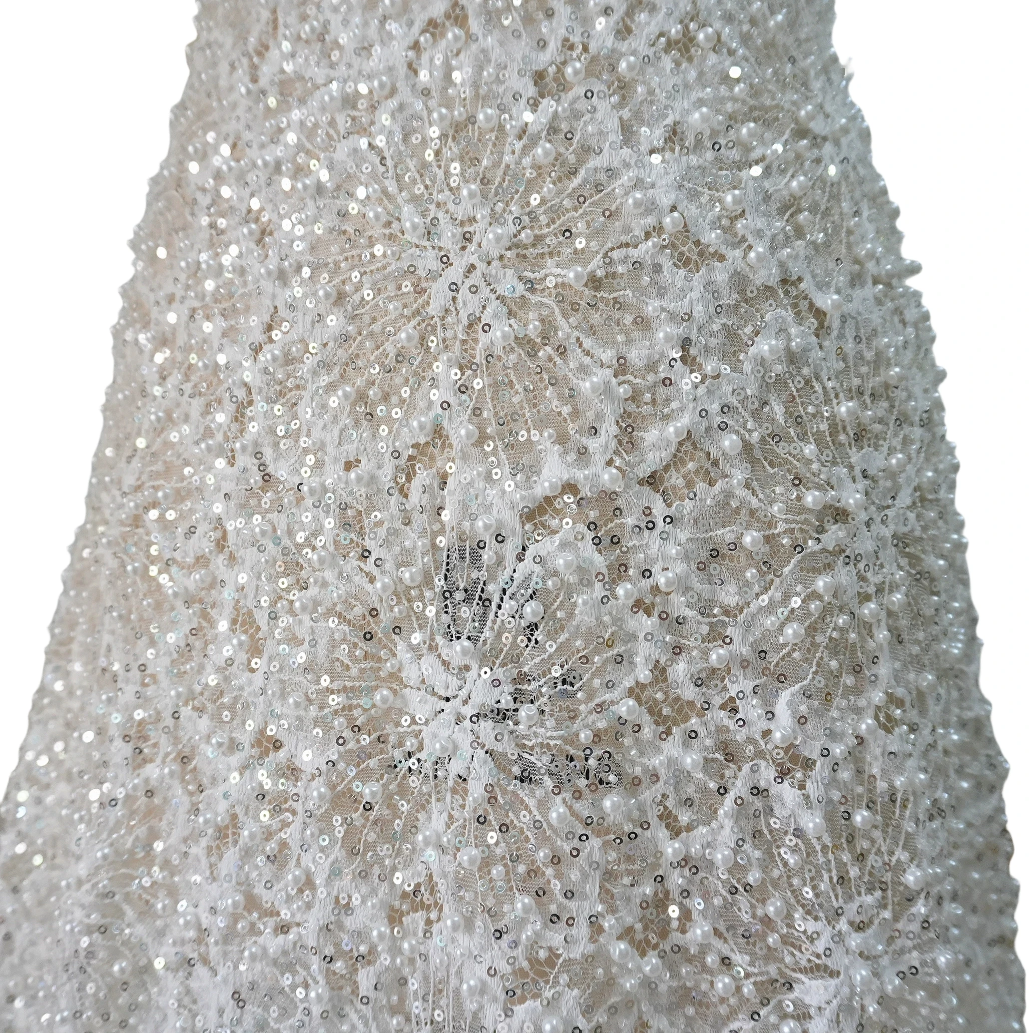 

1.3M Wide Embellished French Lace Base Fabric Premium Beaded Material for Couture Wedding Dresses Off White 1Yard 2025 NEW