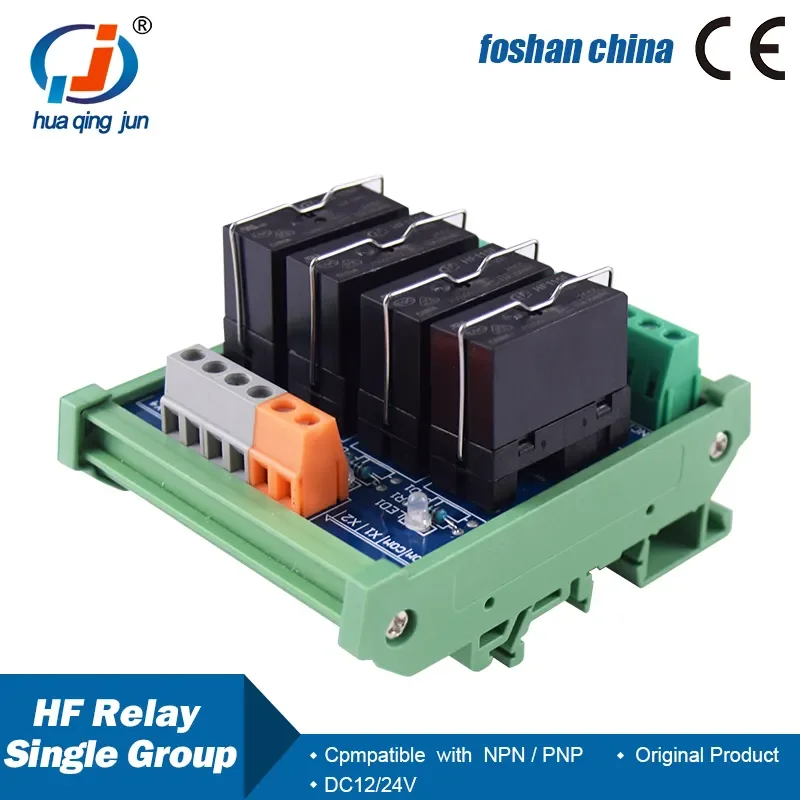 Huaqingjun Módulo de relé Hongfa de 4 canales 1NO 1NC JQX-115F Relés electromagnéticos de 24 VCC para automatización industrial