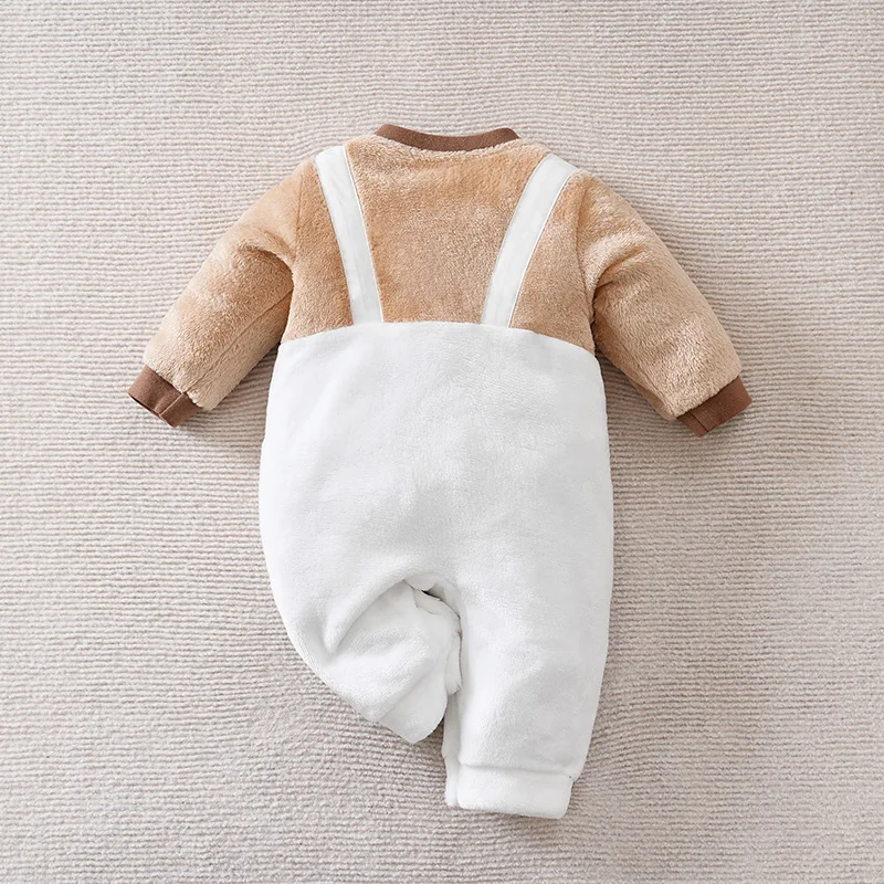 Baby Flannel Jumpsuit Winter Thick Warm Clothes Baby Cartoon Outdoor Clothes Cold Proof Snow Clothes