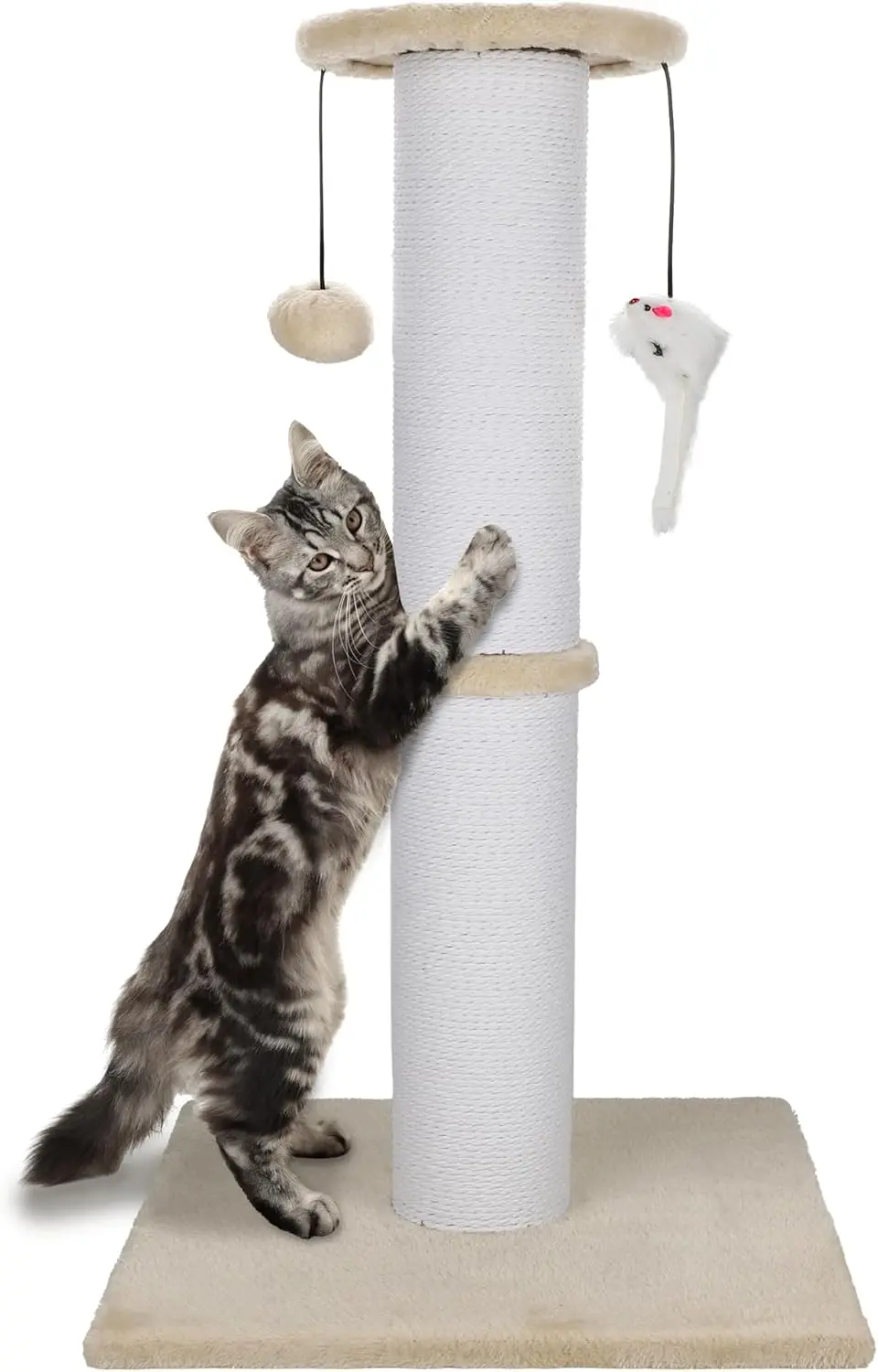 

Cat Scratching Post 34 Inches Heavy Duty and Thicker Cat Scratching Post Sisal Rope with Hanging Ball and Mice Scratchin