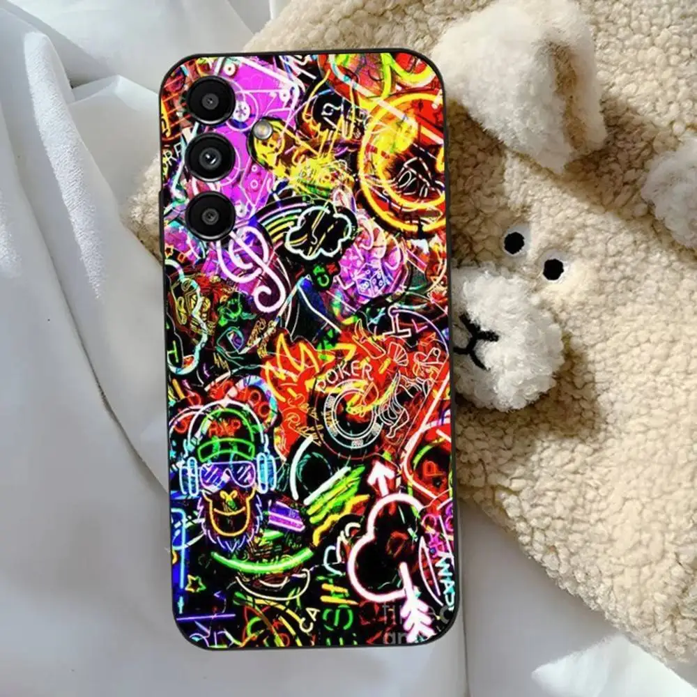 Graffiti  Phone Case For Samsung S24,23,22,30,21,10,9,Ultra,Plus,Lite,FE,5G Black Soft Case