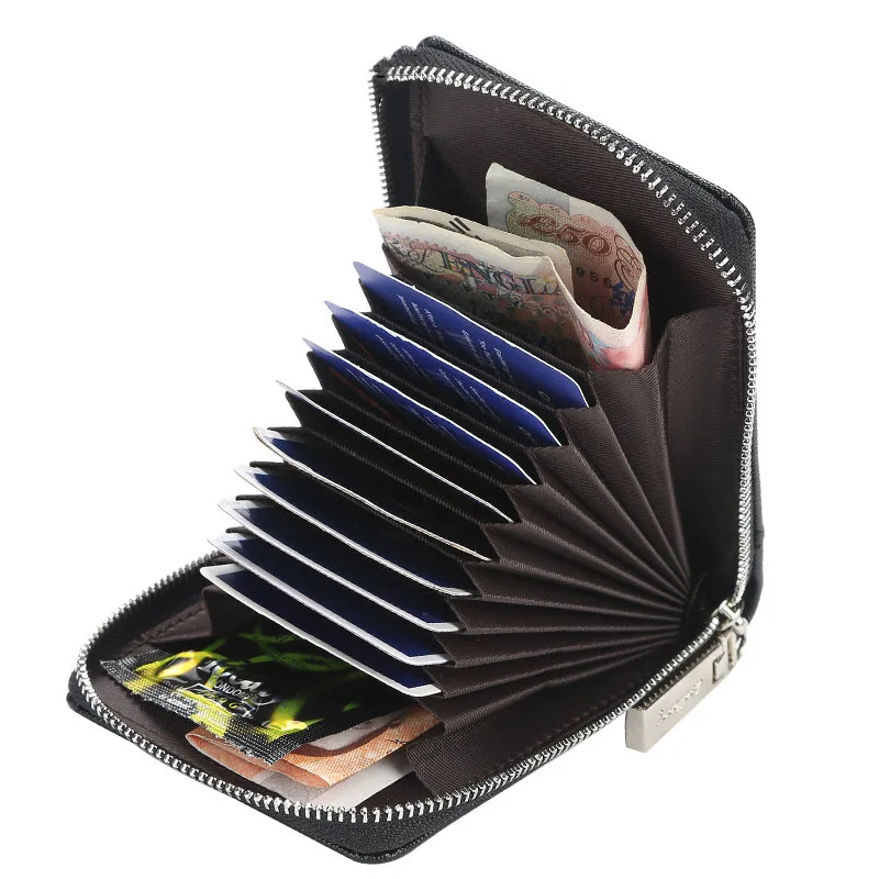 

Men Organ Zipper Card ID Holders Purse Coin Wallet PU Leather Multi-card Bit Wallets Document Solid Business Luxury Card Holder