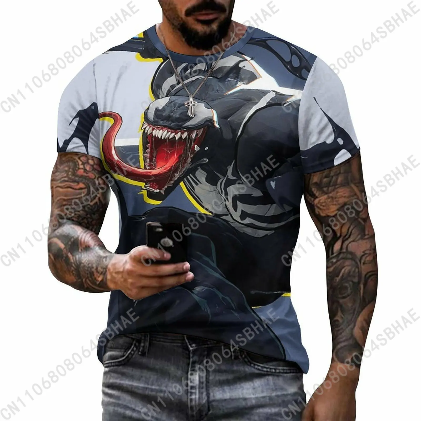 

Marvel Venom Custom Pattern Men's Cotton T-Shirt Short Sleeve Tee Men Tops Personalized Tshirt Summer Cosplay