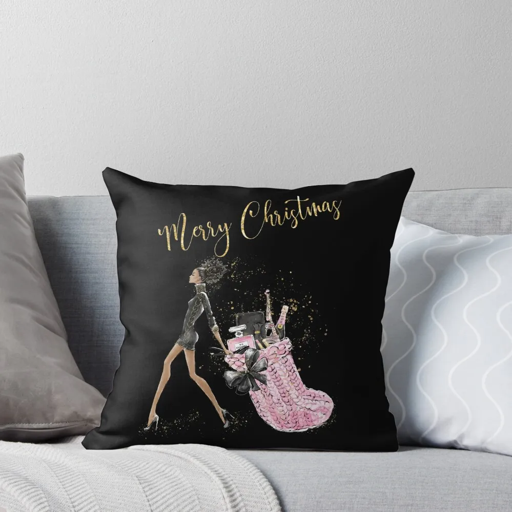 

African American Fashionista Christmas Throw Pillow Pillow Case Decorative Cushions pillow