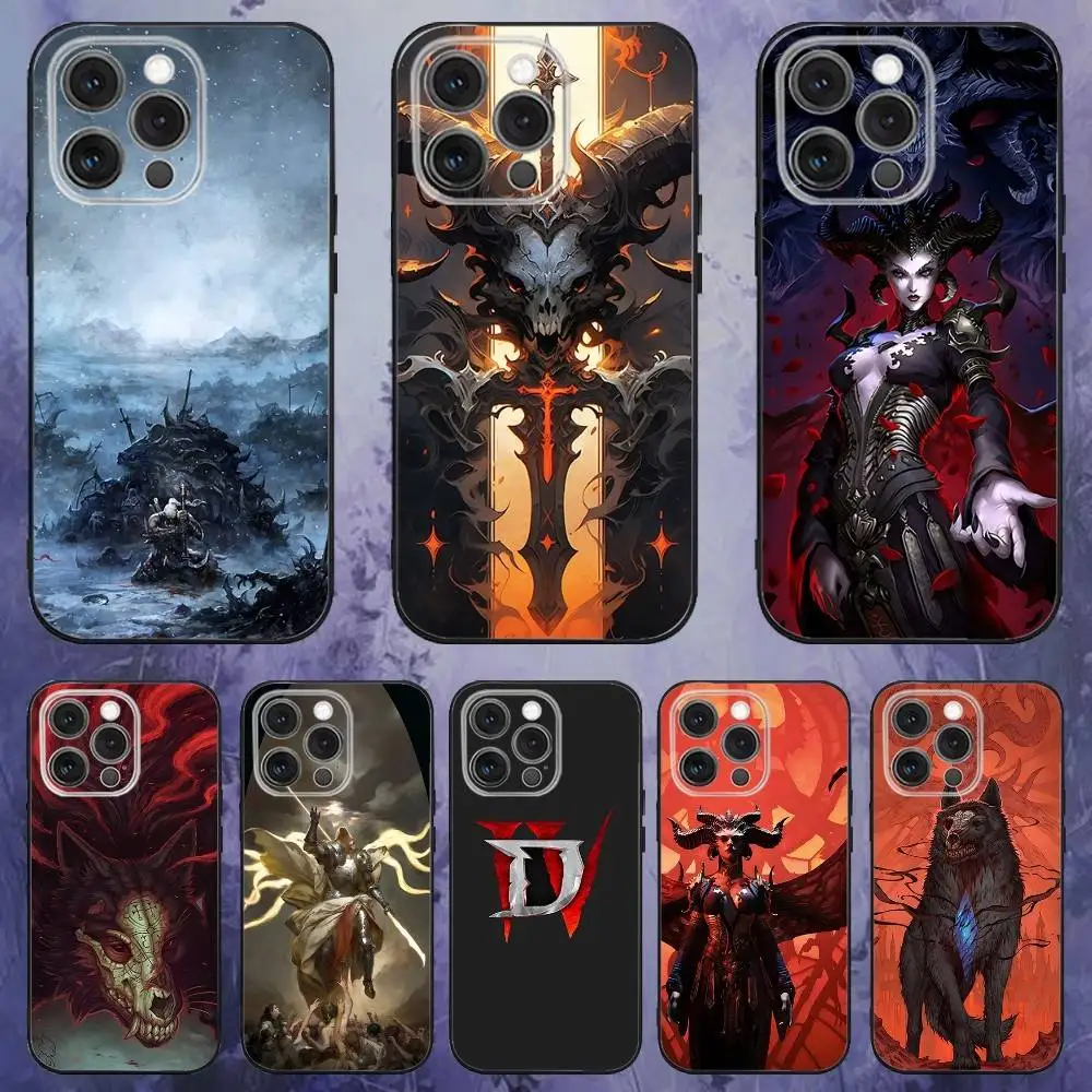 

Game D-Diablo IV Phone Case For iPhone 17,16,15,14,13,12,Pro,Max,Plus,E,SE4,Air,Mini Black Soft Box
