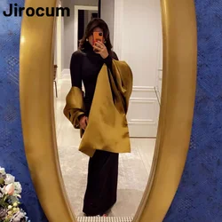 Jirocum Elegant Vintage Black Gold Prom Dress Women's Turtle Neck Mermaid Party Evening Gown Custom Formal Occasion Dresses 2024