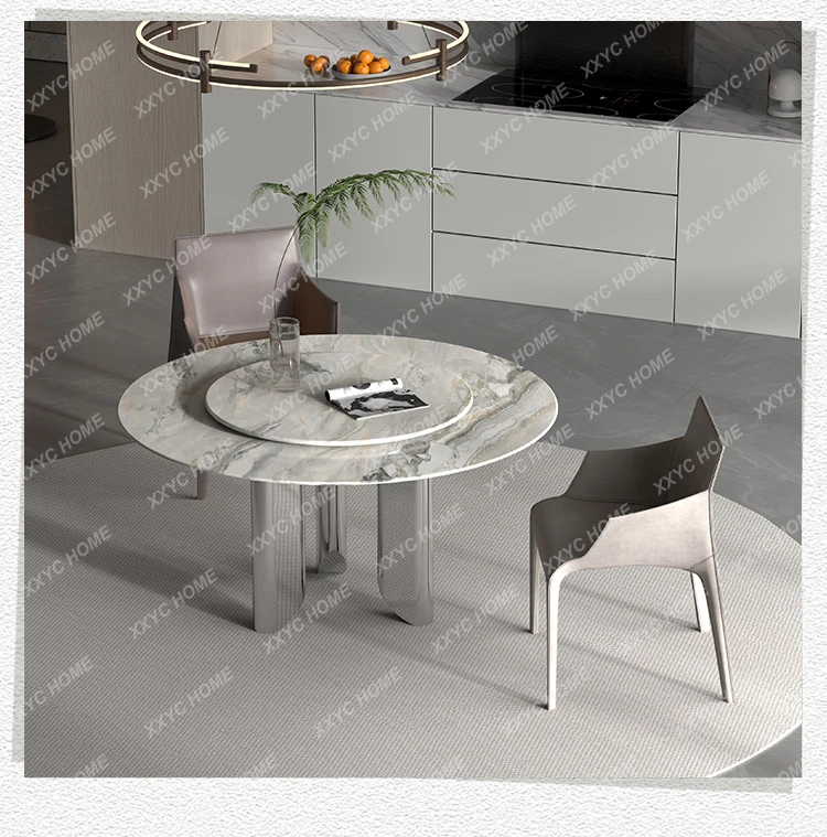 Y Luxury stone dining table Light luxury large flat-floor club Villa dining table High-end marble dining table customization