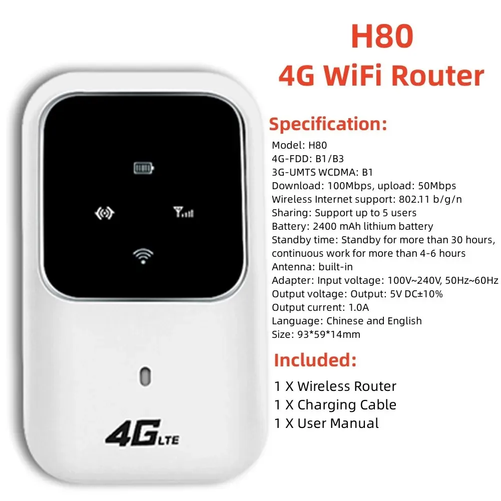 150Mbps 4G LTE Portable WiFi Router with SIM Slot