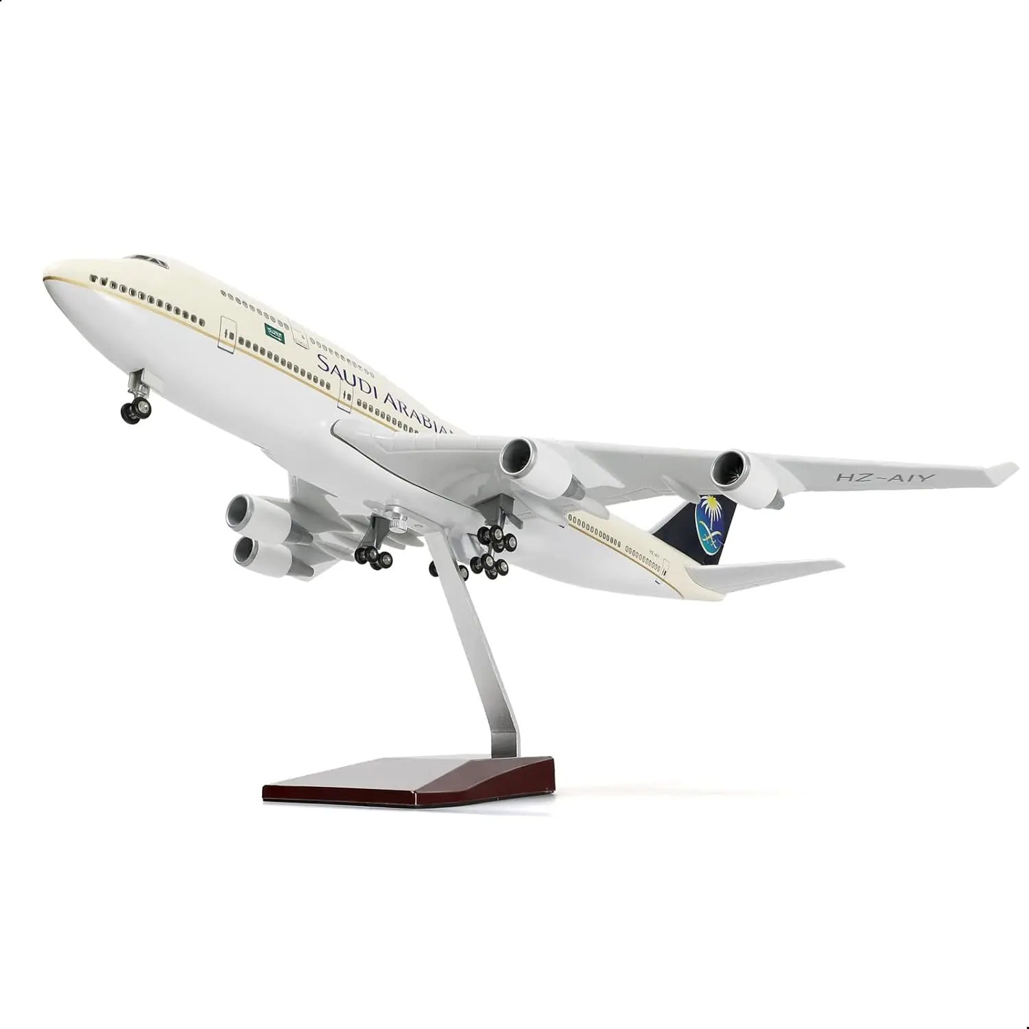 47CM Plane Model Boe-ing B747 Saudi Arabian Airlines Resin Aircraft Models Miniature Airplane With Wheels For Collection Gift