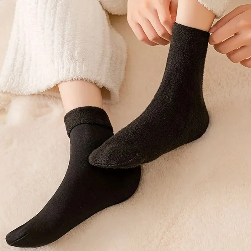 1 cặp mùa đông fleecee tuyết vớ mềm mại thoải mái màu rắn sàn nhà dày thả mềm khởi động ngủ vớ