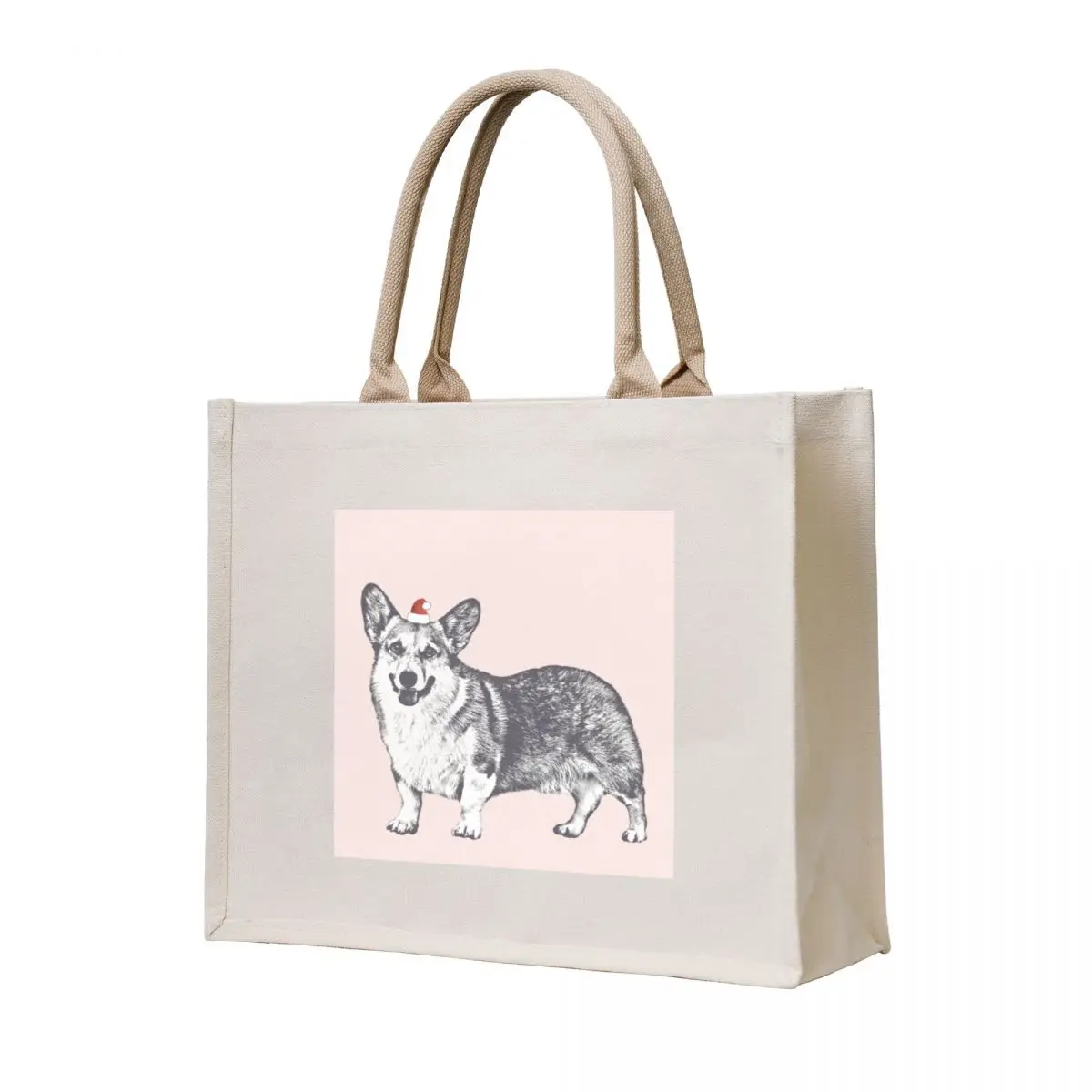 Aqua the Corgi Santa Hat (PINK) Tote Bag ecological bags large size bags cute tote bag