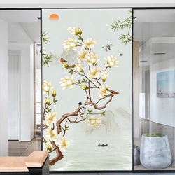 Privacy Window Film Flower Decorative Window Stickers Static Cling Frosted Customized Size Window Coverings