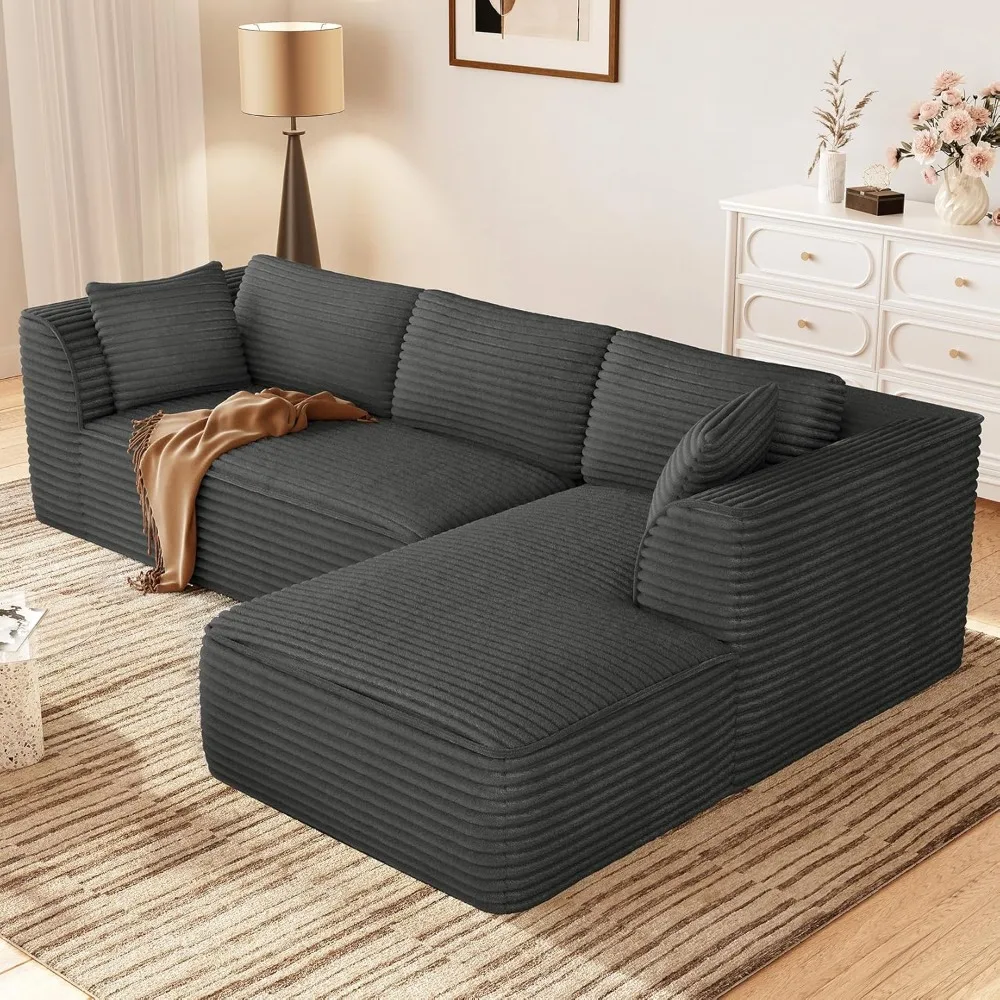 

Living Room Sofa, Sectional Sofa W/Chaise, L Shaped Sofa Sectional Couch for Living Room Bedroom, No Assembly Required