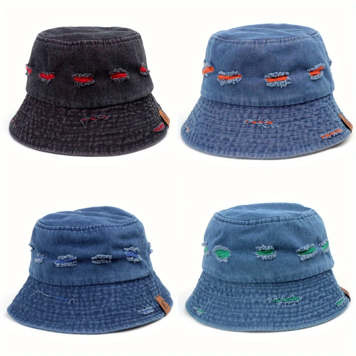 

Washed Retro Solid Colour Bucket Hat Denim Big Brim Shabby Street Fisherman Hat Outdoor Sports Cycling Travel Sunscreen Sun Hat