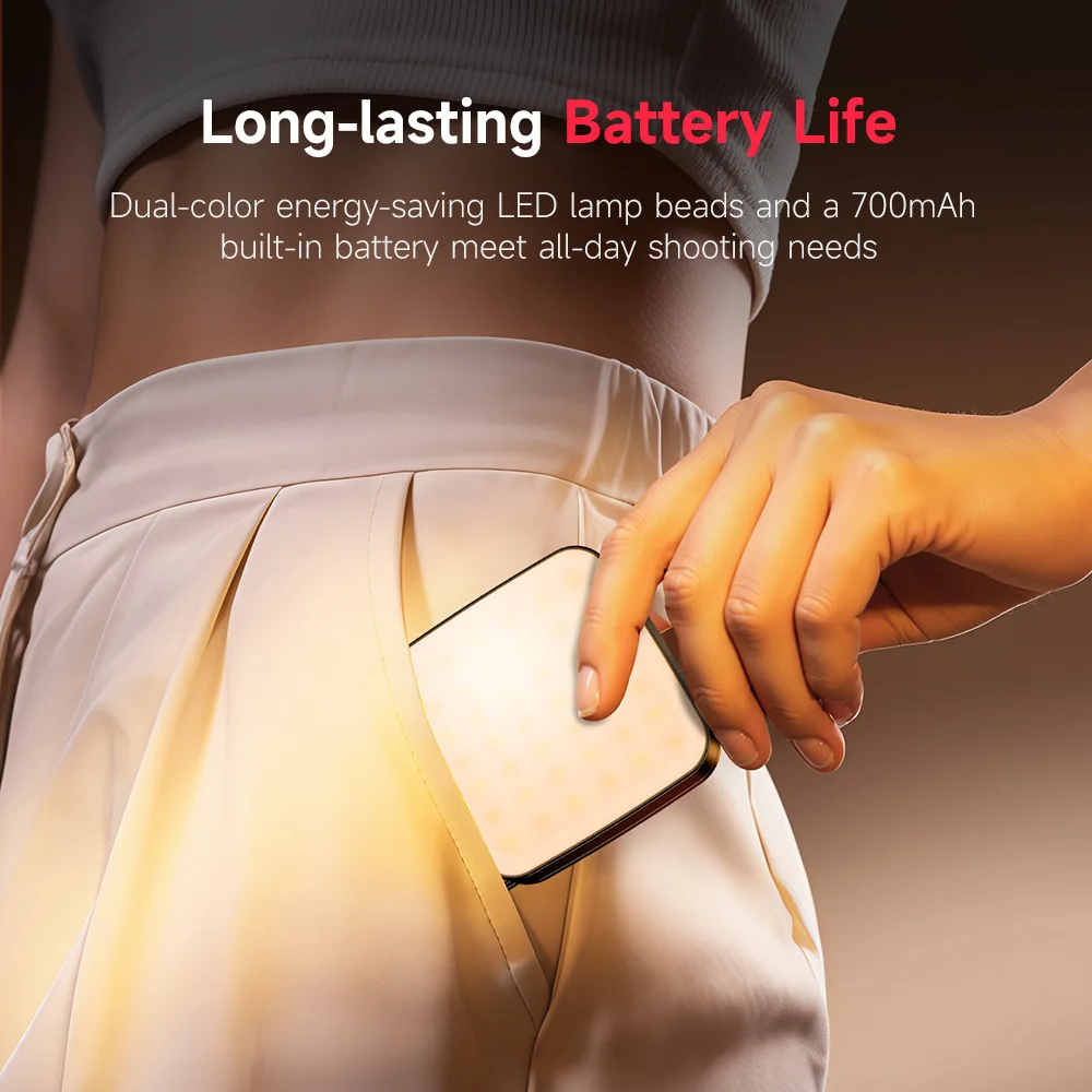 Llano Portable Mini Magsafe Magnetic Fill Light Rechargeable 3 Color Adjustable Mag netic Phone Selfie Light, Folding LED Phone