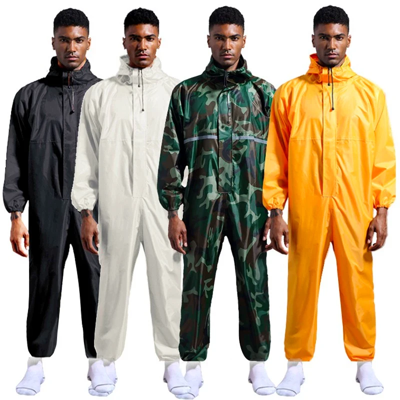 Waterproof Overalls Hooded Reflective Rain Coveralls Work Clothing Dust-proof Paint Spray Unisex Raincoat Workwear Safety Suits