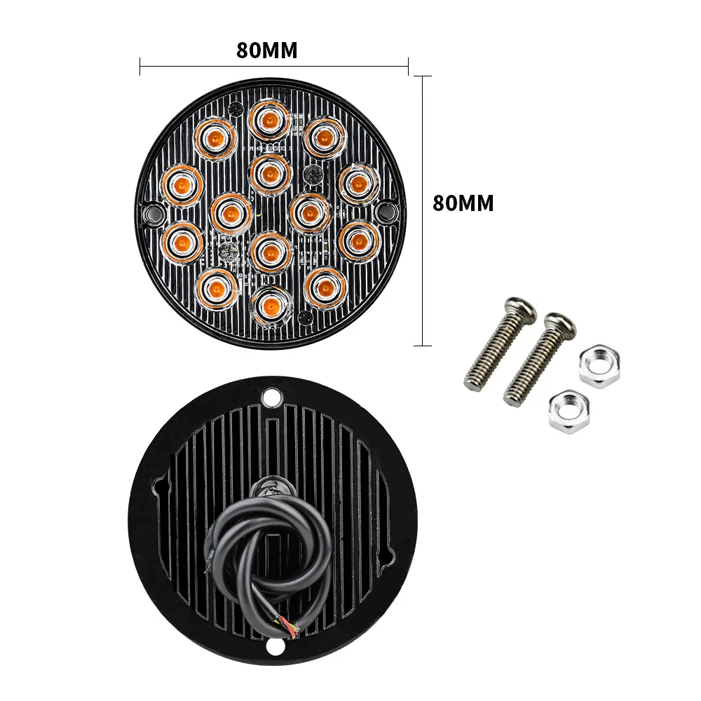 2pcs Led Strobe Warning Light Strobe Grille Flashing Truck Lamp Amber Traffic Light 12V 24V Round Car Light Side Maker Lights