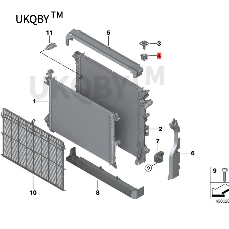 Bm w7'G11 730d 730dX 740i execute iX 730Ld fixations de refroidisseur de liquide de refroidissement, élément partenaire