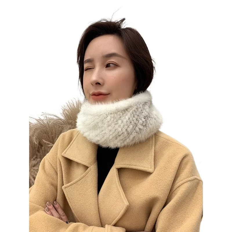 

Autumn and winter women's Korean version of mink hair woven fur scarf versatile fur scarf thermal cover elastic neck cover