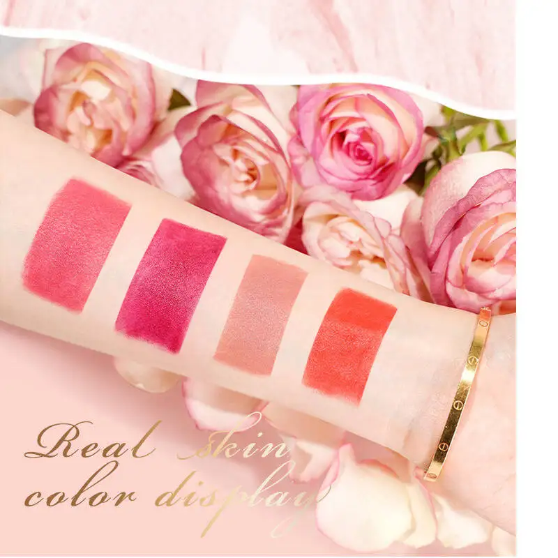 MLSMILE 4-teiliges Lippenstift-Geschenkset mit Marmormuster, samtig, matt, feuchtigkeitsspendend, einfach aufzutragender Lippenbalsam, 2025, neu