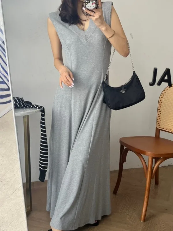 Estate dimagrante V-Ne lunga A-Line Dr Casual Svel Gonna da donna Ele Gonna drappeggiata Casual Dres per le donne