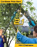 SEESII Polesaw High Branch Saw Cordless 8'' Electric Chainsaw with 3M Extension Pole for Tree Trimming Limb Cutter Pruner 2