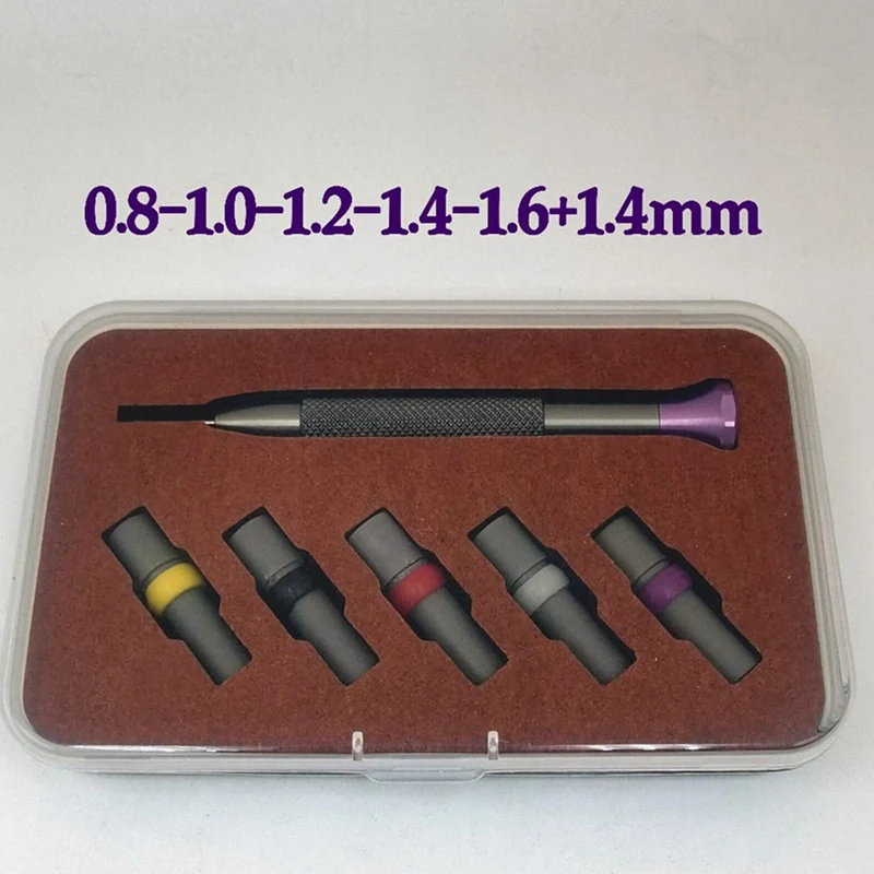 AA01-Set di cacciaviti per orologi Manico spesso ad alta durezza Strumento di riparazione per orologi in acciaio ad alta velocità con 5 punte per viti 0,8 mm-1,6 mm + 1,4 mm