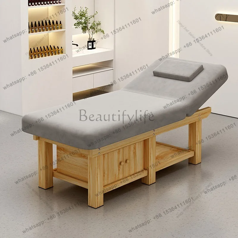 Factory Direct Sales Nordic High-end Multifunctional Solid Wood Massage Bed Modern Beauty Salon Spa Ear Picking Eyelash Beauty S