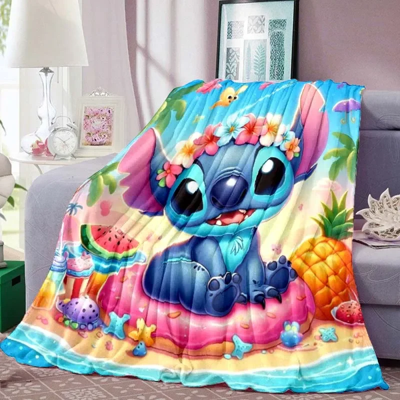 Cartoon Cute Stich Blanket, 3D Printing Lilo & Strong Soft and Comfortable Children's Nap Sleeping Blanket, Bedding