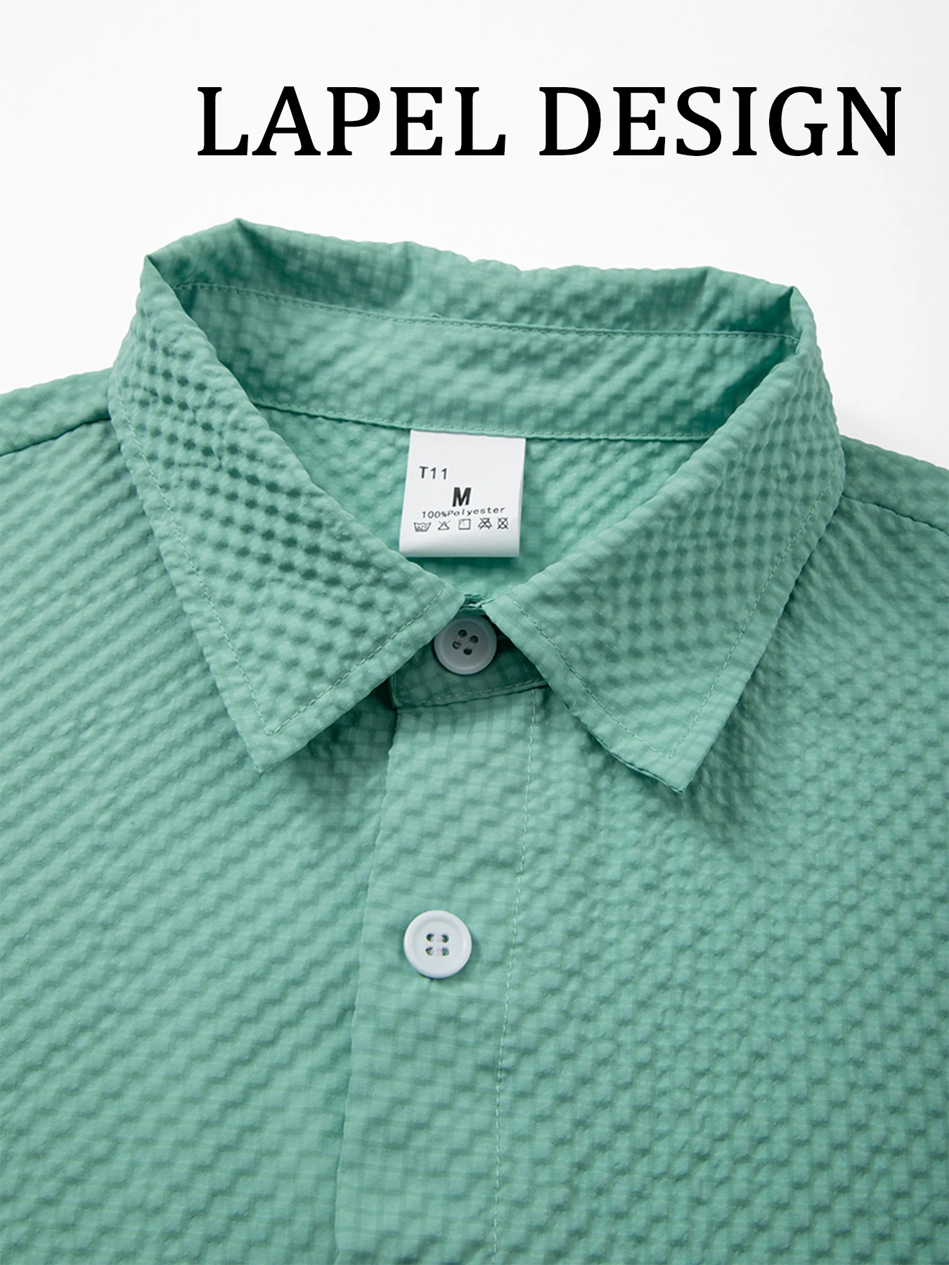 Men's Solid Color Short Sleeved Shirt Breathable And Thin Seersucker Fabric Loose Fit Casual Summer Vacation And Commute Top