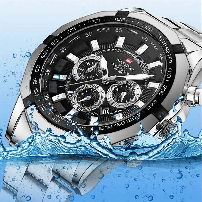 

New Waterproof Men's Watch Sport Stainless Steel Luxury Luminous Calendar Men Quartz Wristwatches Business Brand Clock Male 2023