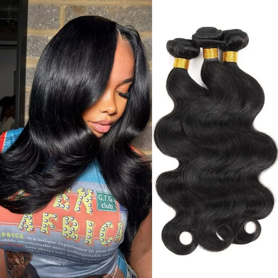 

Wave Bundles Human Hair 10 12 14 Inch Body Wave Human Hair 100 Unprocessed Brazilian Virgin Quick Weave Hair Extensions for Blac