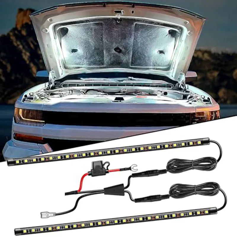 

1 Car Under Hood LED Light Kit 2pcs-12V Car LED Light Strip Light Pole Car Hood Working Inspection Light Universal Suitable for