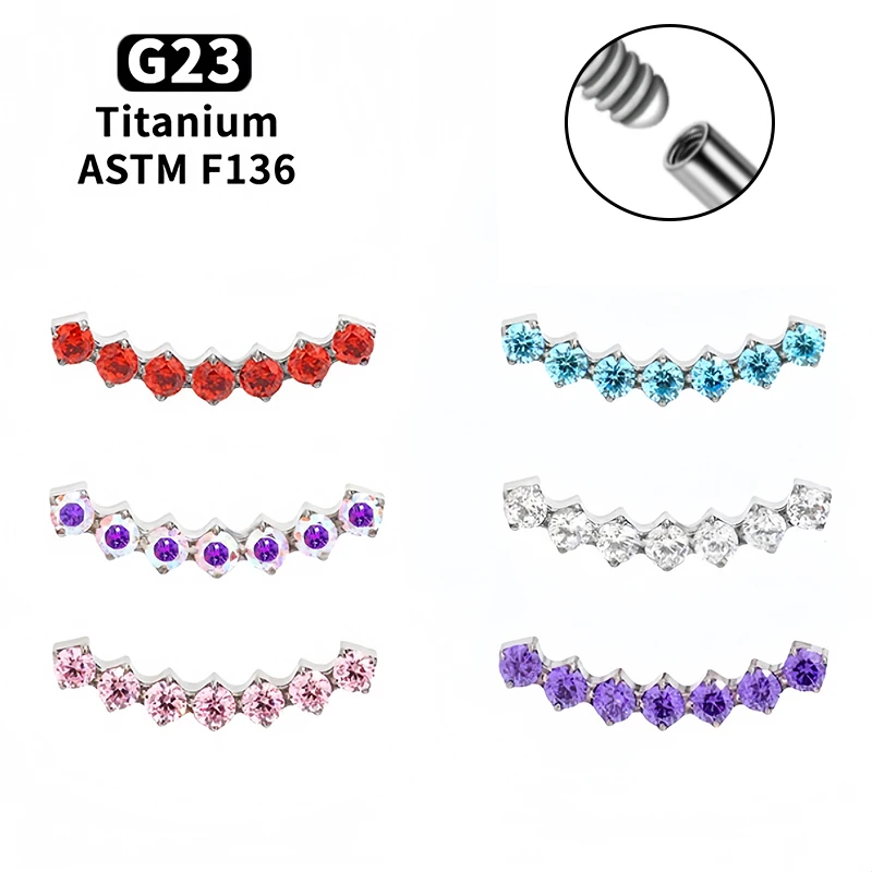F136 Titan-Labret-Piercingringe mit klarem CZ, Innengewinde, flache Rückseite, Ohrstecker für Helix, Tragus, Knorpel-Schmuck – Detail 2