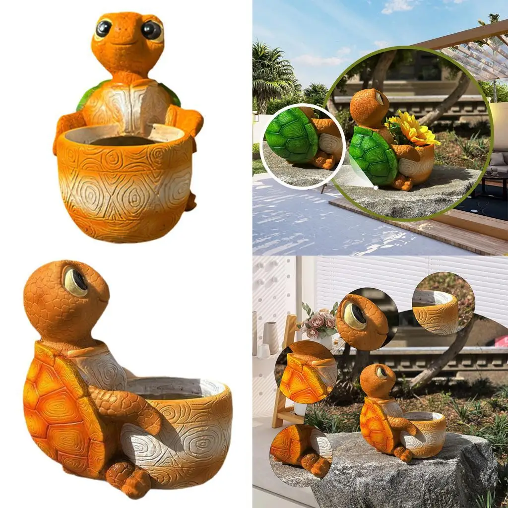

Turtle Flower Pot Home Decorations Craft Adorable Bonsai Vase Table Novelty Sculpture Collectible Art Ornament Flowerpot Planter