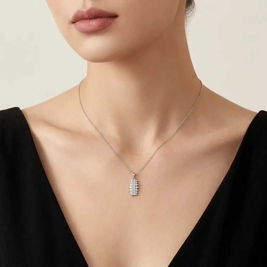 925 Sterling Silver Moissanite Insect Pendant Necklace, Sparkling Luxury Women's Daily Jewelry