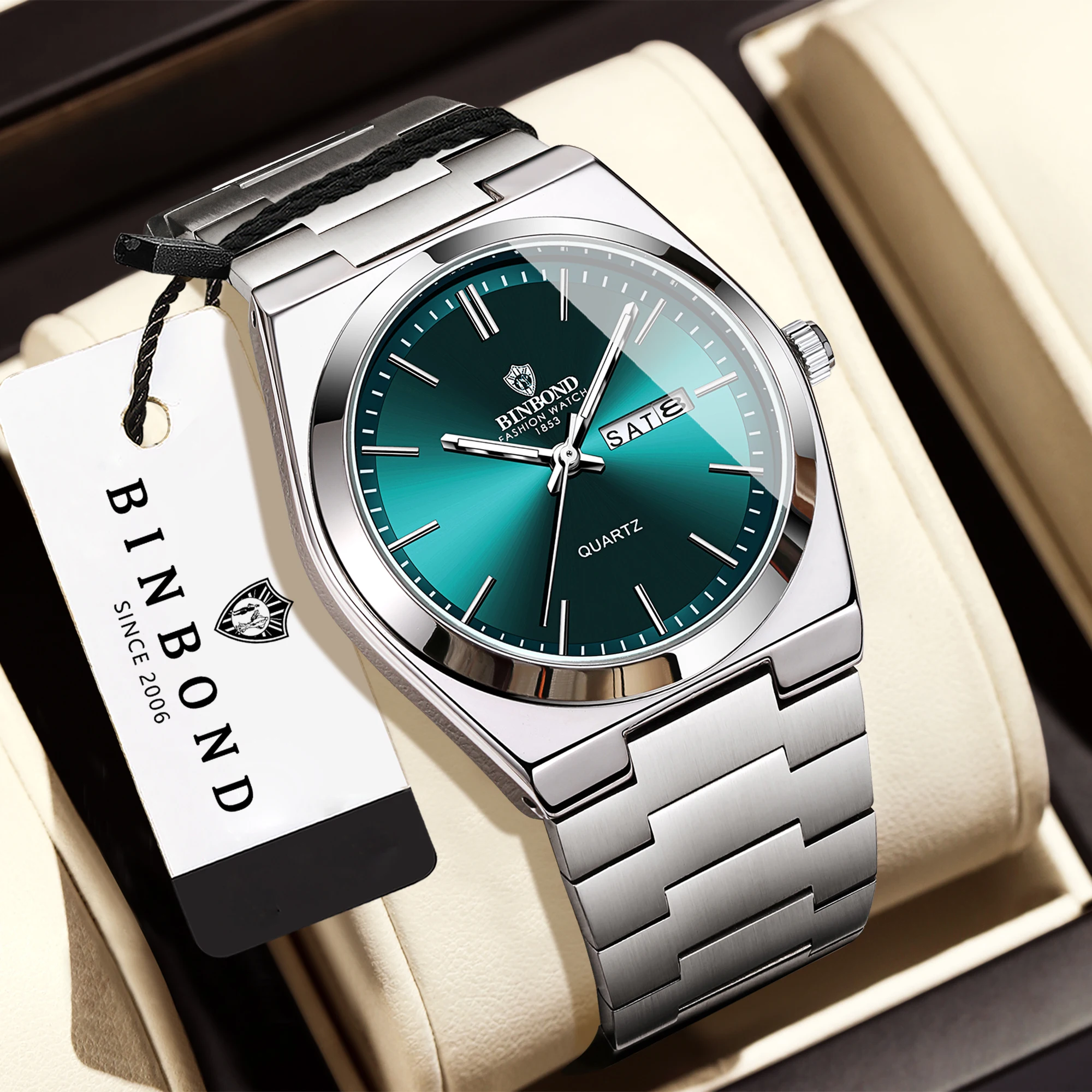 BINBOND Simple Couple's Watches Waterproof Luminous Durable Couple Watch Stainless Steel Original Reloj Luxury For Man Ladies