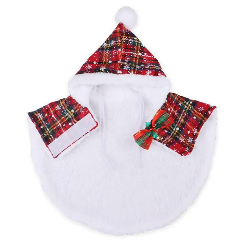 Roupa festiva de Natal para animais de estimação Elegante capa de Natal para animais de estimação Xadrez com estampa de floco de neve com gravata borboleta aconchegante com capuz para gatos