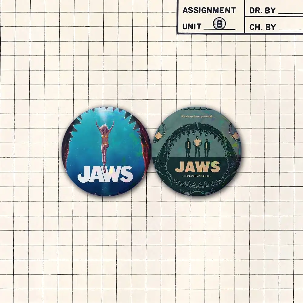 J-JAWS 1975 Steven Movie Spielberg Button Badge 2PC Sets Diameter 75mm/58mm/44mm/32mm/25mm Souvenir