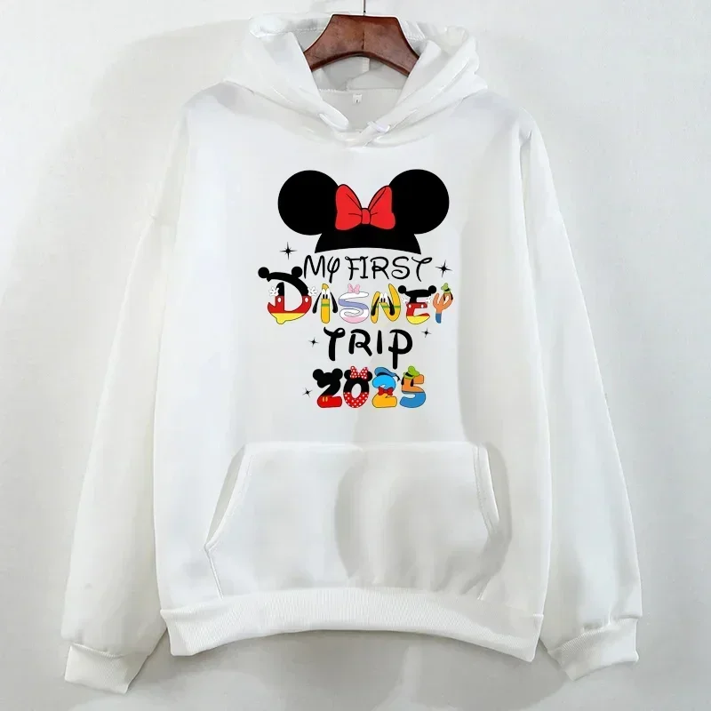 2025 Mickey Minnie Mouse Print Hoodies Lovely Style Graphic Hoodie Autumn Casual Long Sleeves Women\'s Sweatshirts Pullover Tops