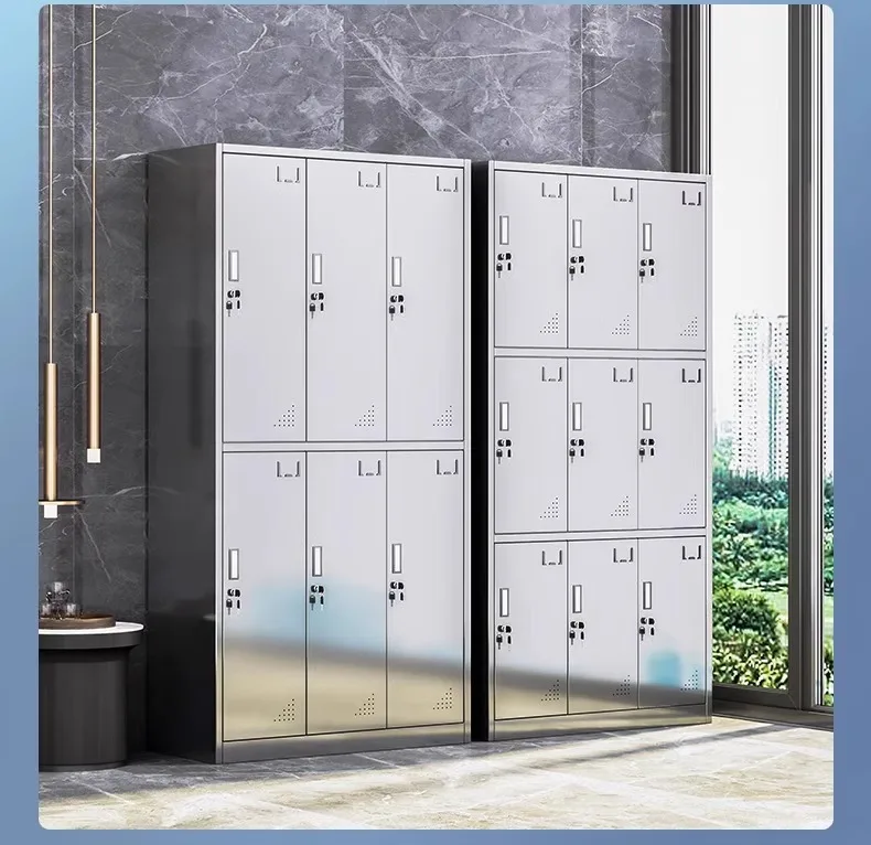 DSA Stainless Steel Locker Workshop Changing Clothes Multi-Door Shoe Cabinet with Lock Storage Locker
