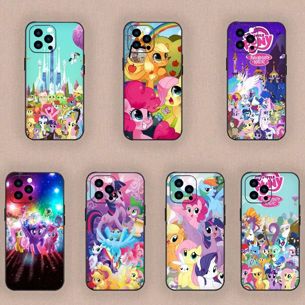 M-My Little A-Animation P-Pony Phone Case For iPhone Mini 11 12 13 14 15 Plus Pro Max XR XS Black Shell