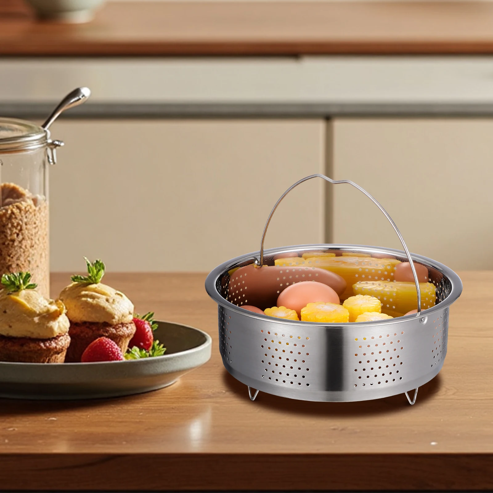 

Vegetable Steamer Basket Stainless Steel Premium Steaming Rack for Dumplings Buns Seafood Cooking Pot Insert