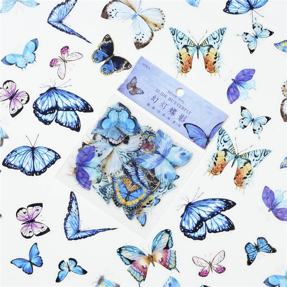 

40Pcs/Bag Colorful Butterfly Stickers PET Transparent Decorative For Epoxy Resin Fillings DIY Epoxy Resin Crafts Book Decor