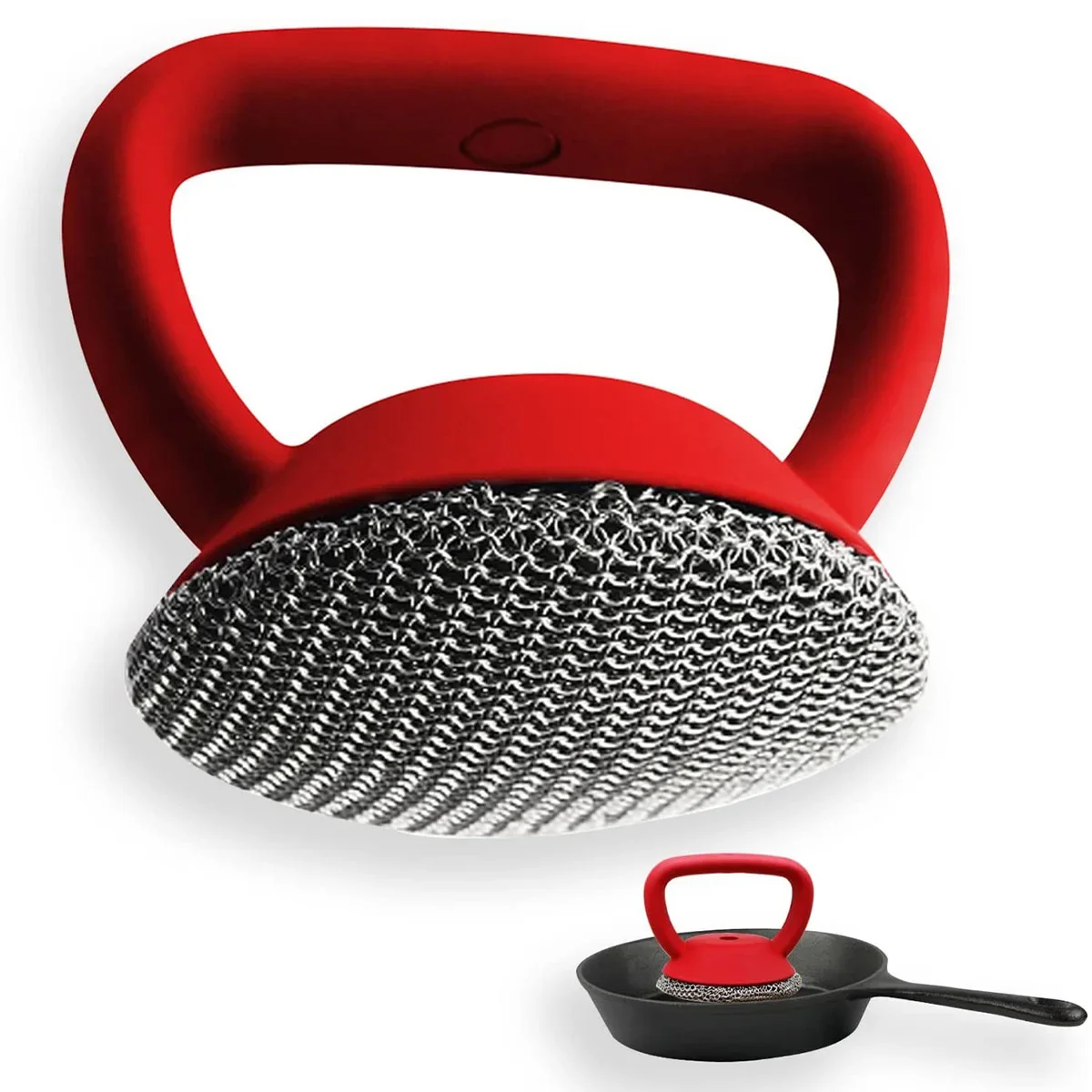 

Cast Iron Scrubber 316 Stainless Steel Cast Iron Scrubber with Handle Steel Wool Scrubber Round Chainmail Scrubber Brush NEW