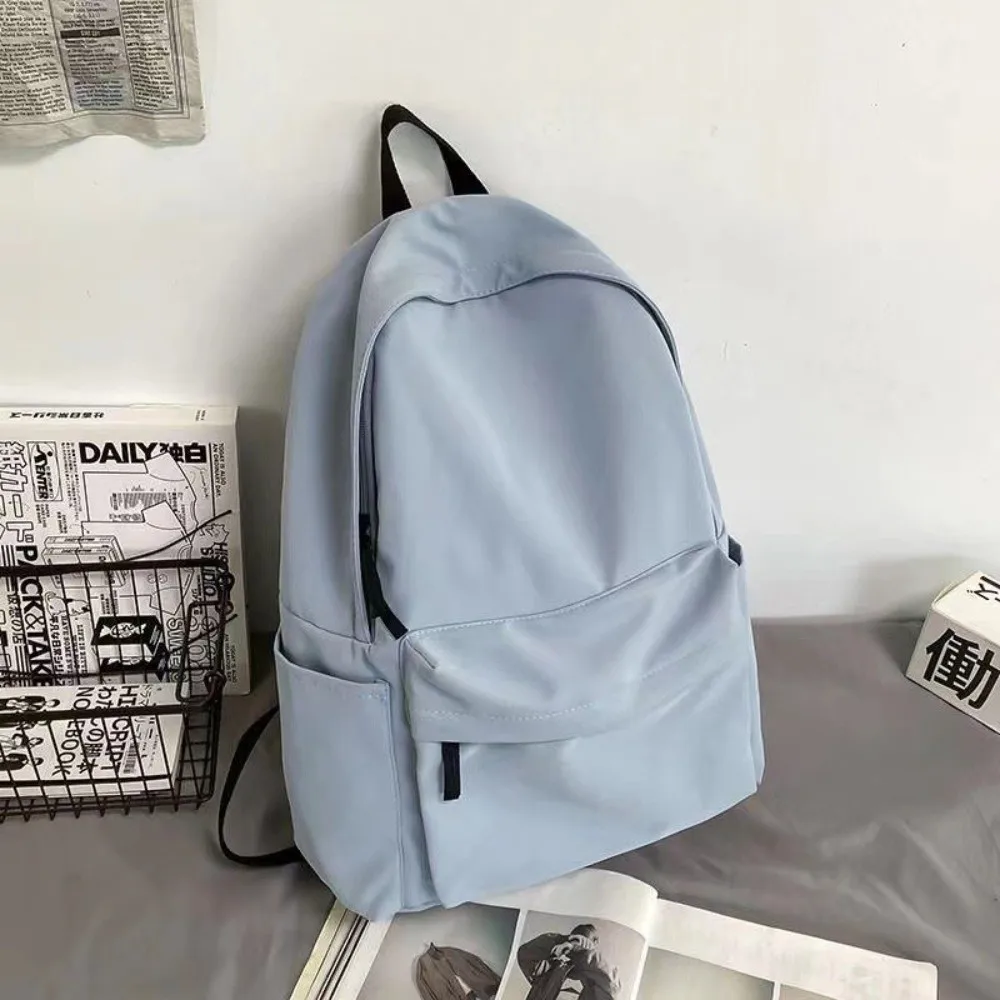 Zaino per studenti di grande capacità alla moda Borsa da scuola casual in tinta unita Cinghie regolabili Borsa da viaggio in nylon Scuola